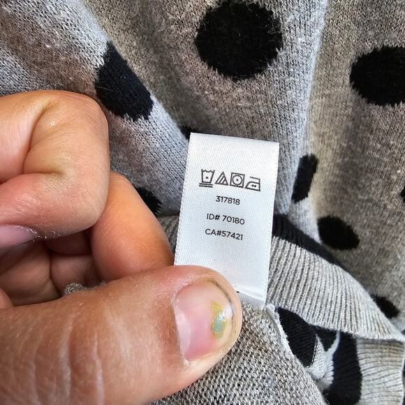 Ann Taylor Loft Petites Sweater Size MP – Gray Polka Dot Striped V-Neck - Picture 5 of 5